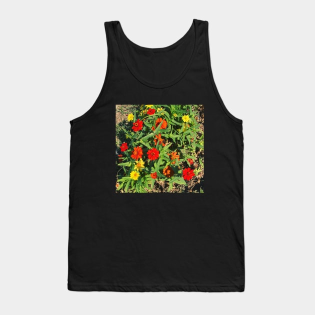 Pretty Red Orange and yellow Flowers with green leaves nature lovers beautiful photography design Tank Top by BoogieCreates